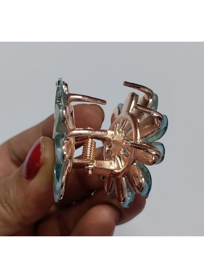 Trendsetter pack of 1 Double Side Crystal Flower Hair Claw Rhinestones Alloy Hair Clamp For Girls Sweet Summer Side Clip Hair Styling Accessories(Random color) - Image 5