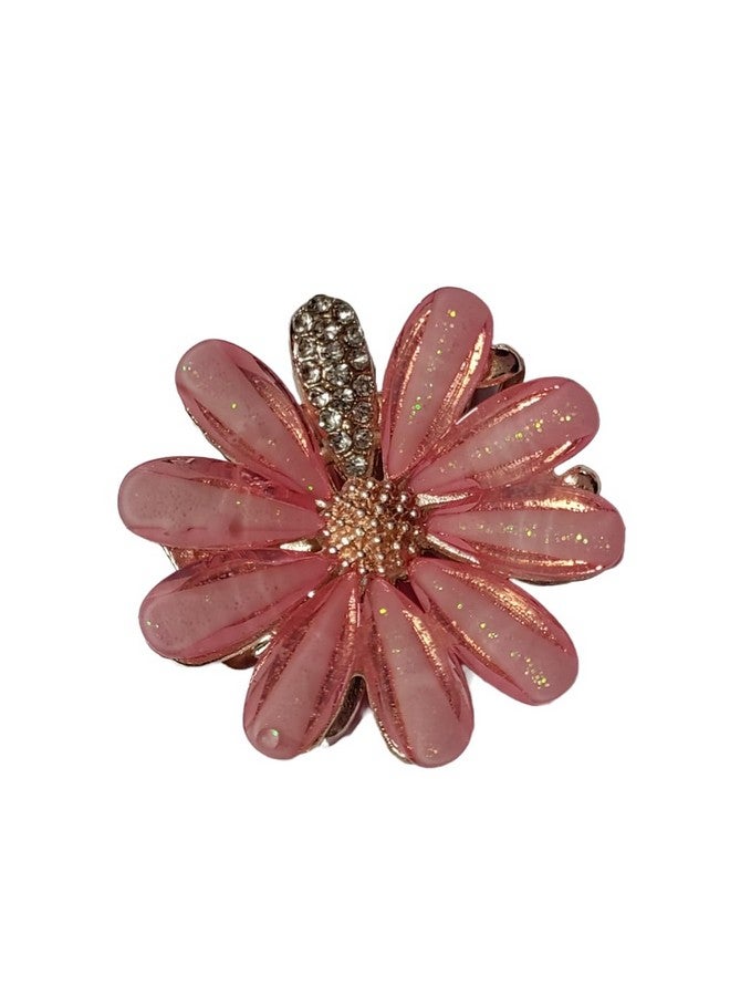 Trendsetter pack of 1 Double Side Crystal Flower Hair Claw Rhinestones Alloy Hair Clamp For Girls Sweet Summer Side Clip Hair Styling Accessories(Random color) - Image 2