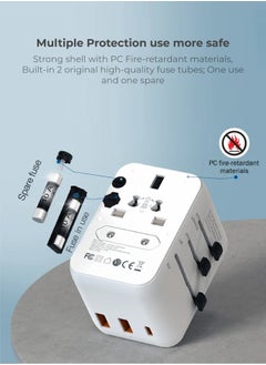 blupebble Passport 3.1 World Travel Adapter with 1 USB-C + 2 USB-A ports, Worldwide Wall Chargerfor iPhone, Tablets, Laptop, Plug Adapter USA, UK, EU, AU  - Image 4