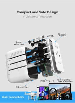 blupebble Passport 3.1 World Travel Adapter with 1 USB-C + 2 USB-A ports, Worldwide Wall Chargerfor iPhone, Tablets, Laptop, Plug Adapter USA, UK, EU, AU  - Image 5