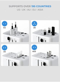 blupebble Passport 3.1 World Travel Adapter with 1 USB-C + 2 USB-A ports, Worldwide Wall Chargerfor iPhone, Tablets, Laptop, Plug Adapter USA, UK, EU, AU  - Image 3