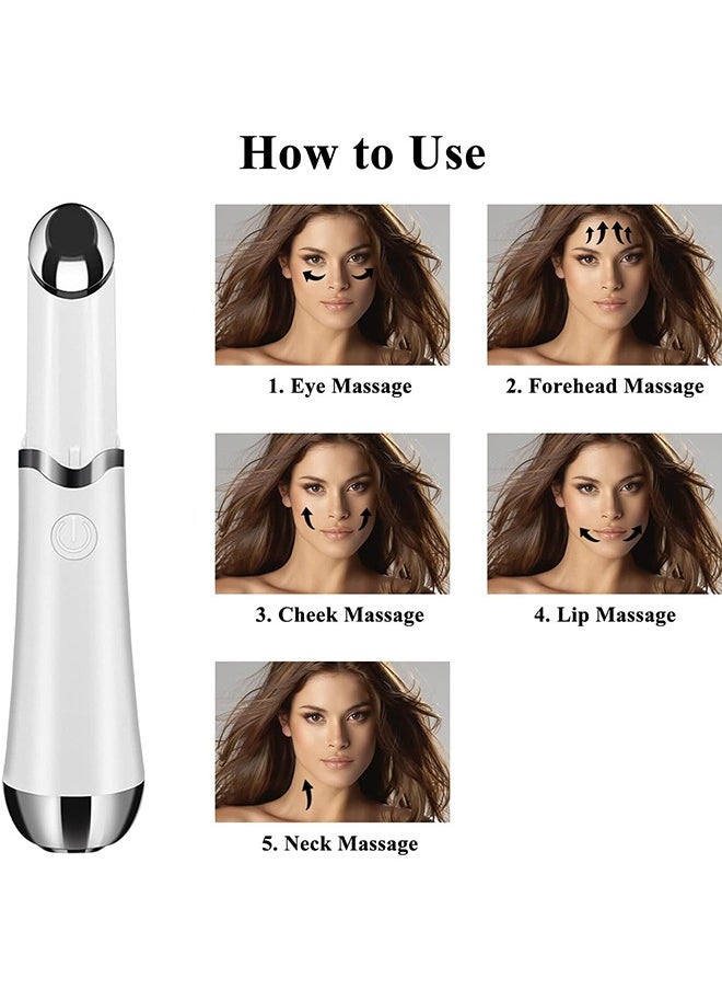 MAANGE - Electric Eye Face Massager, 2 Modes Massage Tool Wand, Skin Care Tool for Eyes (White) - Image 1