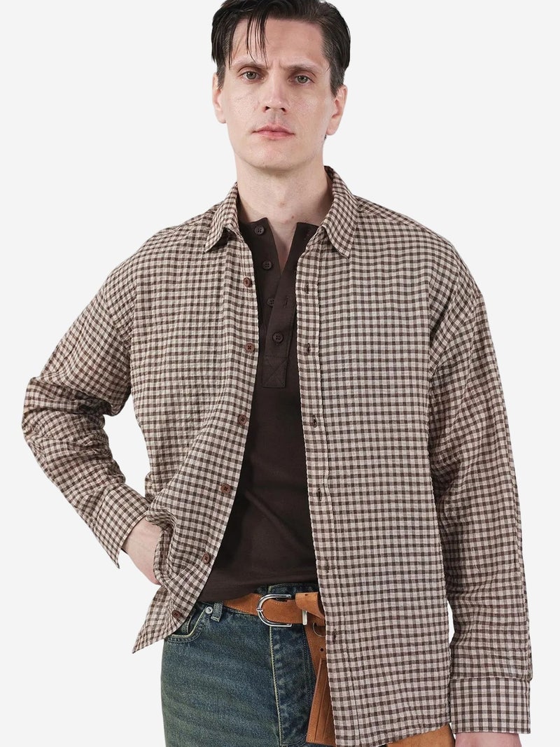GIESTO Oversized Gingham Button-Up Shirt - Image 4