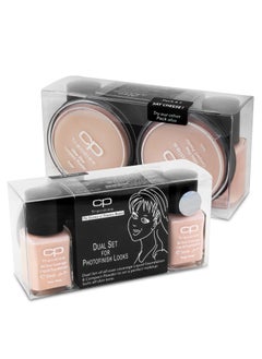CP Trendies Photo Finish Looks Say Cheese! 4Pcs Dual Set 2Pcs x Liquid Make Up 30ml + 2Pcs x Compact Powder 12g For Women  - Image 1