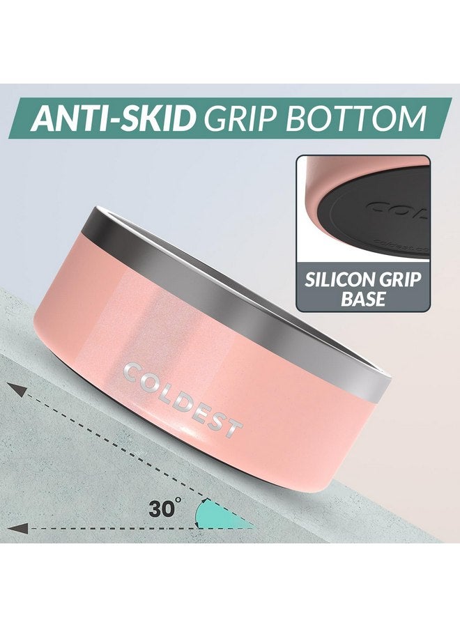 ذا كولديست ووتر وعاء طعام للكلاب من Coldest Dog Bowl، وعاء طعام للكلاب مصنوع من المعدن المقاوم للصدأ وغير قابل للانزلاق، كبير الحجم، مقاوم للانسكاب، معزول بثلاث طبقات، وعاء طعام وماء للكلاب والقطط، آمن للغسل في غسالة الأطباق (100 أونصة، وردي لامع إلى الأبد) - Image 2