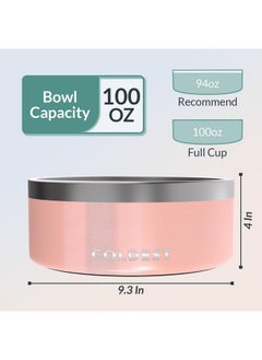 THE COLDEST WATER Coldest Dog Bowl, Anti Rust Metal & Non Slip Dog Bowls Large, Spill Proof Heavy Duty 3 Layers Insulated Dog Bowl, Food & Water Bowl for Dogs, Cats, Dishwasher Safe (100 oz, Forever Pink Glitter)  - Image 4
