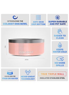 THE COLDEST WATER Coldest Dog Bowl, Anti Rust Metal & Non Slip Dog Bowls Large, Spill Proof Heavy Duty 3 Layers Insulated Dog Bowl, Food & Water Bowl for Dogs, Cats, Dishwasher Safe (100 oz, Forever Pink Glitter)  - Image 5