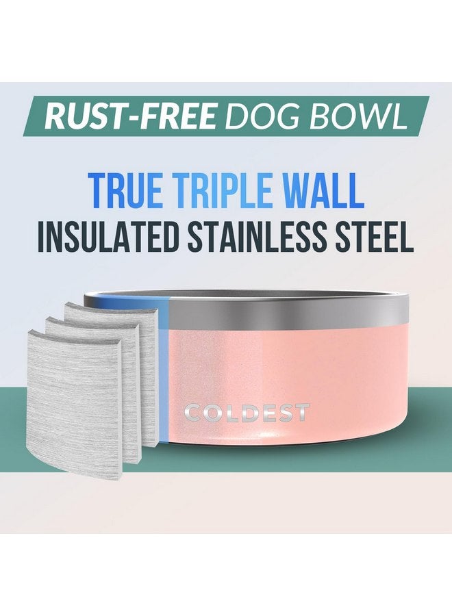 ذا كولديست ووتر وعاء طعام للكلاب من Coldest Dog Bowl، وعاء طعام للكلاب مصنوع من المعدن المقاوم للصدأ وغير قابل للانزلاق، كبير الحجم، مقاوم للانسكاب، معزول بثلاث طبقات، وعاء طعام وماء للكلاب والقطط، آمن للغسل في غسالة الأطباق (100 أونصة، وردي لامع إلى الأبد) - Image 3