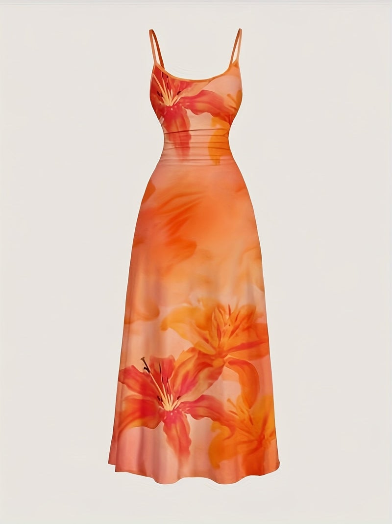 Women's Casual Floral Print Dress, Suitable for Vacations, Dates, and Party Attire - Image 4