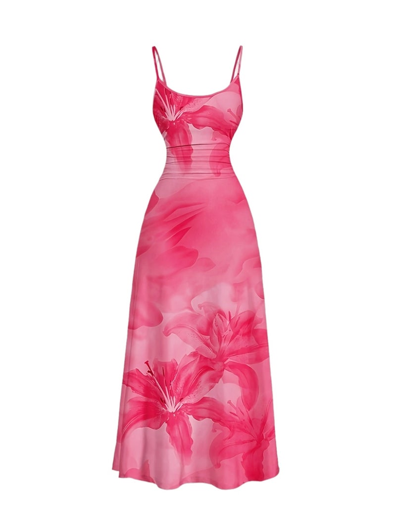 Women's Casual Floral Print Dress, Suitable for Vacations, Dates, and Party Attire - Image 2