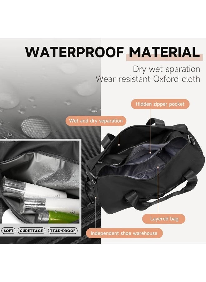 GGEROU Gym Bag for Women and Men, Waterproof Small Sports Duffel Bag with Wet Bag and Shoe Compartment, Travel Duffel Bag, Weekender Overnight Bag, Hospital Bag, Carry on Bag, Swimming Bag, Beach Bag Black  - Image 3