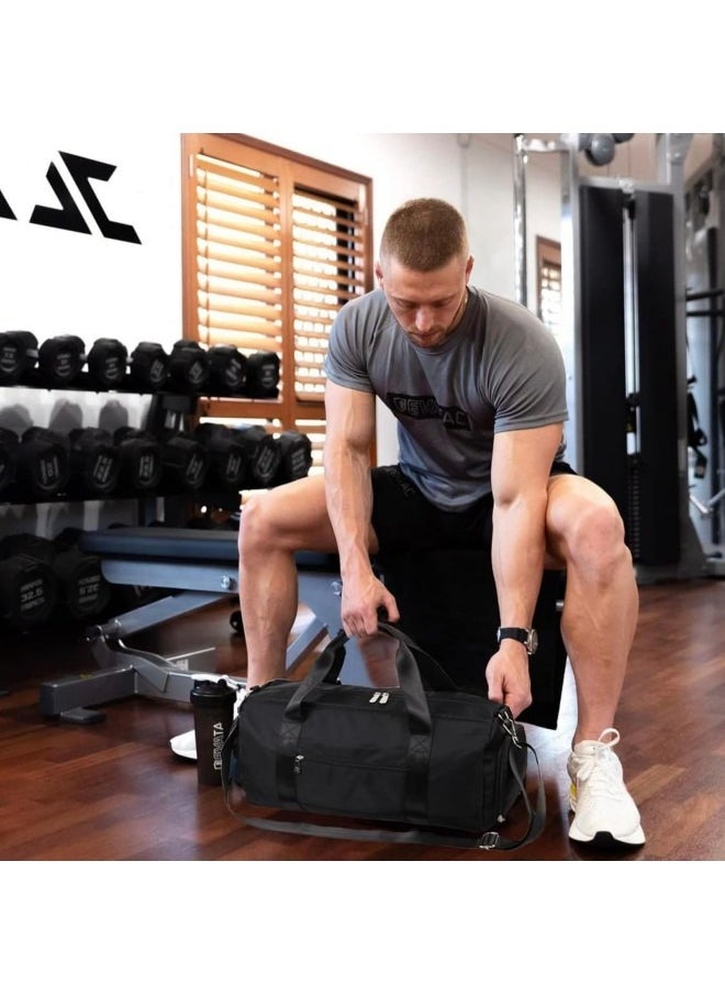 GGEROU Gym Bag for Women and Men, Waterproof Small Sports Duffel Bag with Wet Bag and Shoe Compartment, Travel Duffel Bag, Weekender Overnight Bag, Hospital Bag, Carry on Bag, Swimming Bag, Beach Bag Black  - Image 4