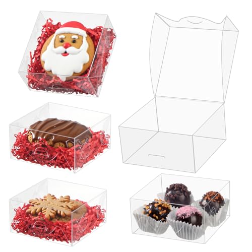 TEMLQPACK 100PCS Cookie Boxes 331 Clear Mini Bakery Boxes for Donuts Cookies Macarons Brownies Soap Chocolate Truffles - Image 1