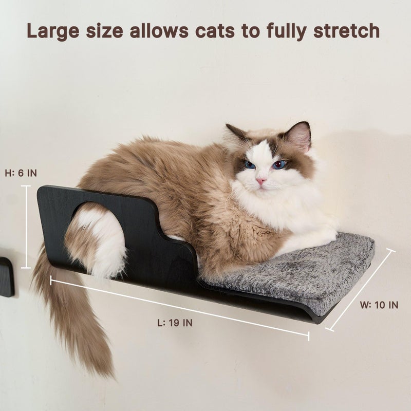 LIORCE Cat Wall Shelves, Creative Design Cat Shelf with Peephole, 19 x 10 inch Cats Wall Furniture with Comfortable Pad, Cats Perch for Sleeping, Playing, and Scratching, Walnut - Image 4