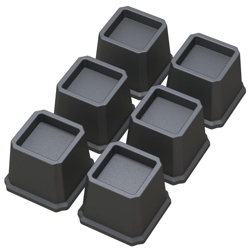 Whynonap Bed Risers 3 Inch Heavy Duty Bed Elevators Set of 6 Lifts Up 3000 lbs Furniture Riser for Sofa and Table Black