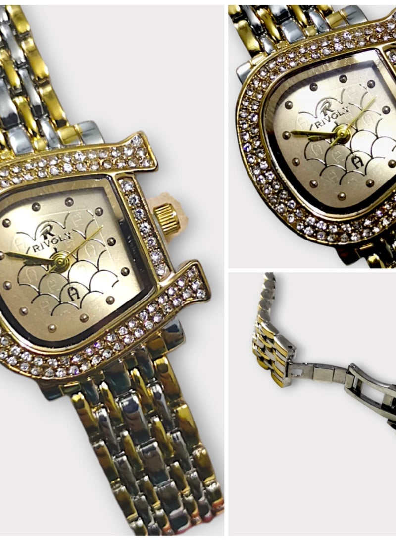 Rivoly Elegant women's stainless steel set consisting of a waterproof watch with a set of bracelets, rings, necklaces, and earrings - Image 2