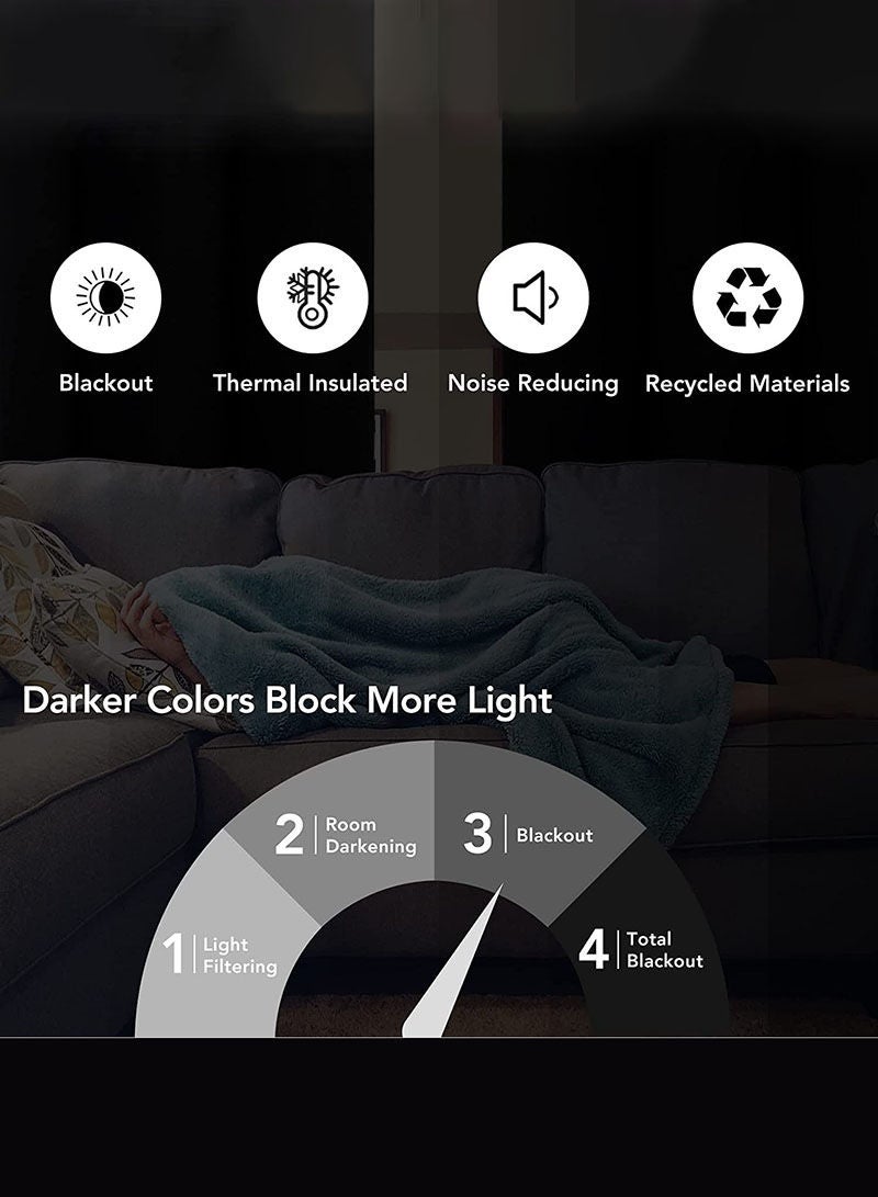 HAPPY MOOD Grommet Blackout Window Curtains Noise Reduction Window Drapes Thermal Insulated Darkening Curtains 1 Panel - Image 5