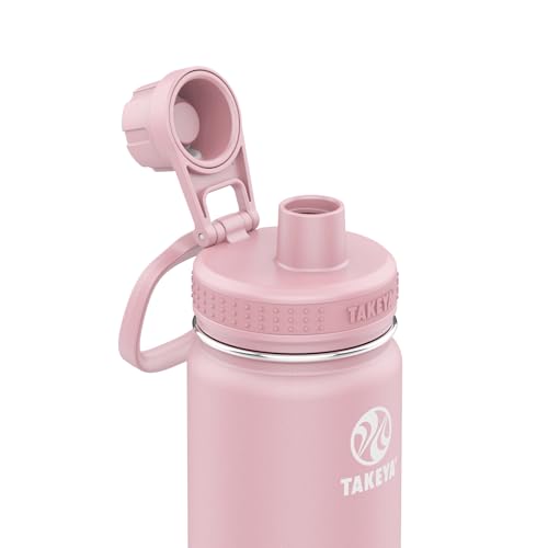 Takeya Actives Water Bottle with Spout Lid - Bottle with Double Stainless Steel Insulation - Dishwasher Safe & BPA-Free - Bottle with Spout Lid & Removable Bumper - 18 oz, Blush - Image 2