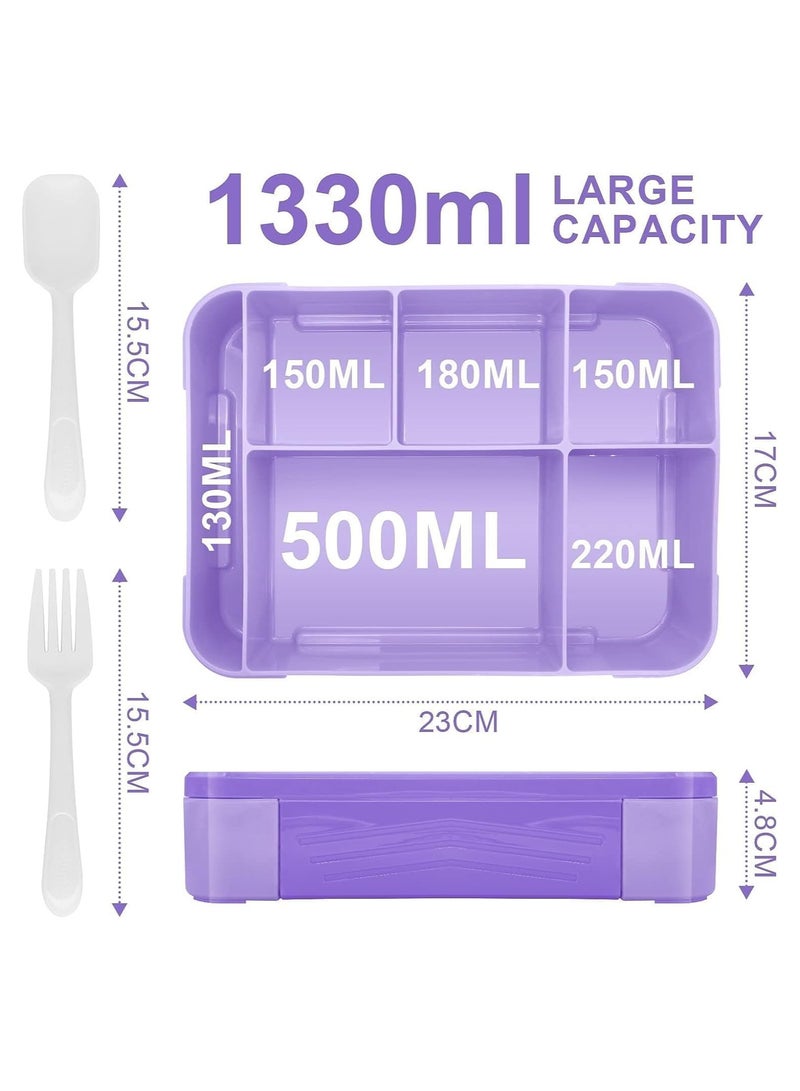 Lunch Box for Kid School,Children's Lunch Box with Compartments, Bento Box Children, Leak-proof Lunch Box for Girls and Boys, Snack Box, Perfect for School, Nursery & Trips (Purple)  - Image 2