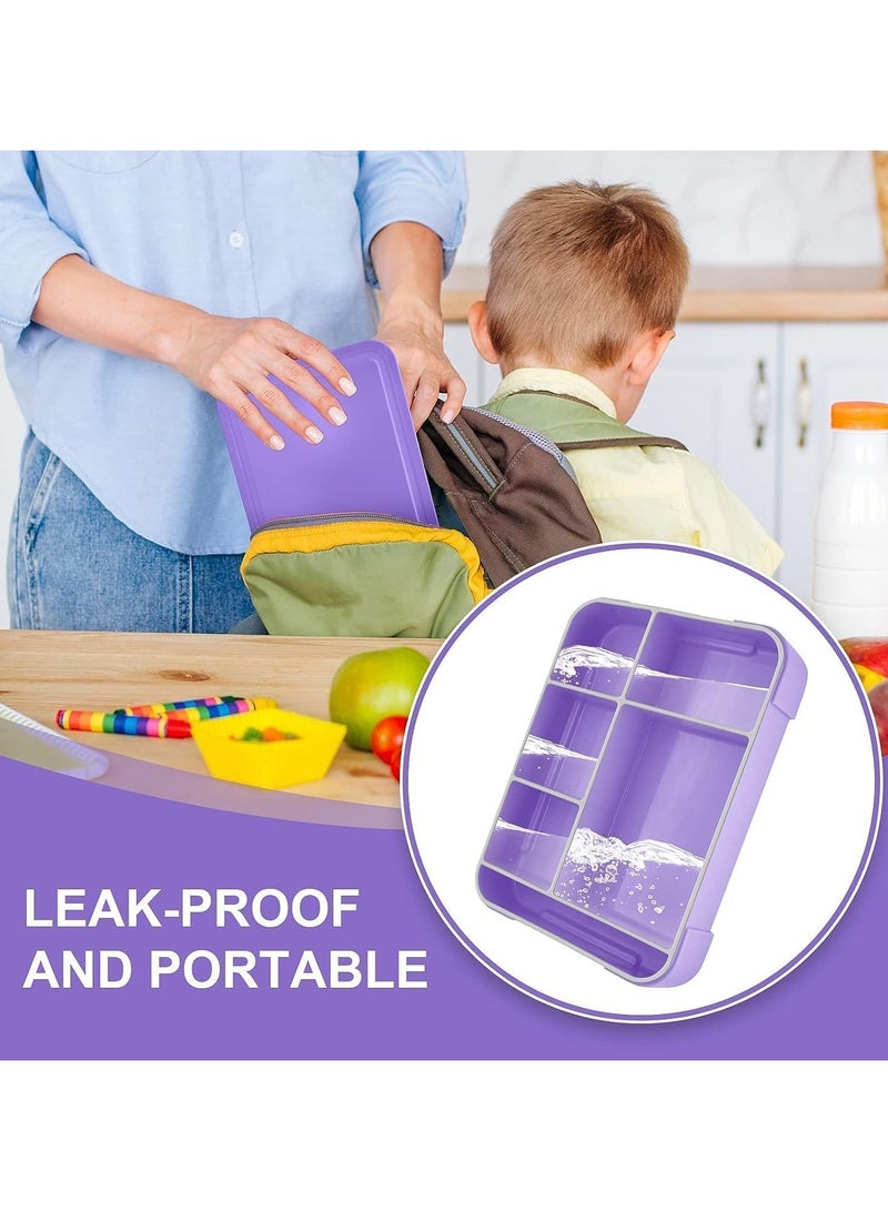 Lunch Box for Kid School,Children's Lunch Box with Compartments, Bento Box Children, Leak-proof Lunch Box for Girls and Boys, Snack Box, Perfect for School, Nursery & Trips (Purple)  - Image 4
