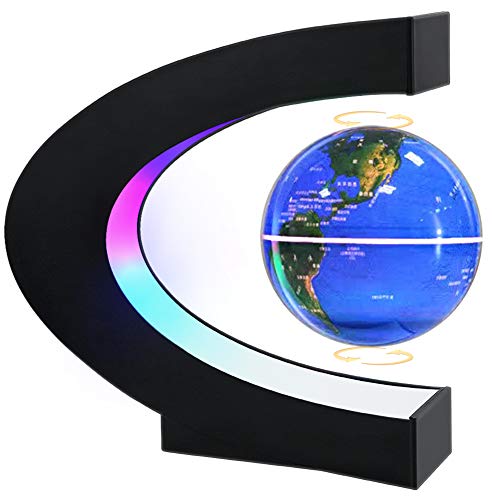 MOKOQI Magnetic Levitating Globe with LED Light, Cool Tech Gift for Men Father Boys and Girls, Birthday Gifts for Kids, Floating Globes World Desk Gadget Decor in Office Home Display (Blue) - Image 1