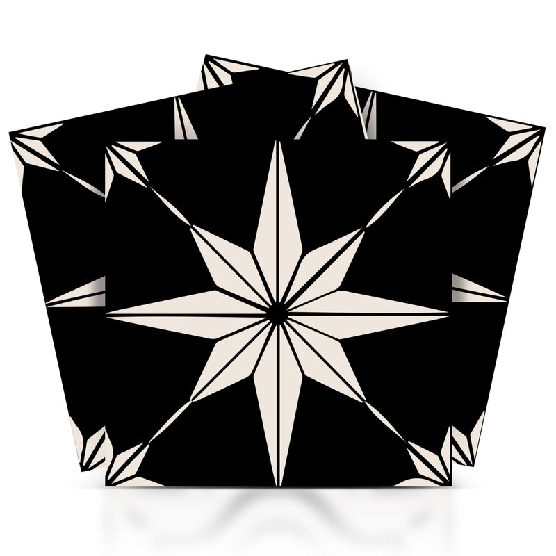 Mi Alma Tile Stickers by Mi Alma 24 pcs Talavera Wall Stencils Wall Stickers Peel and Stick Easy Application - Ideal for Bathroom  Kitchen Wall Tile Decals (White Star  4X4 inch) - Image 1