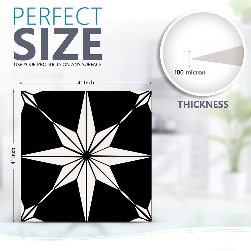 Mi Alma Tile Stickers by Mi Alma 24 pcs Talavera Wall Stencils Wall Stickers Peel and Stick Easy Application - Ideal for Bathroom  Kitchen Wall Tile Decals (White Star  4X4 inch) - Image 2