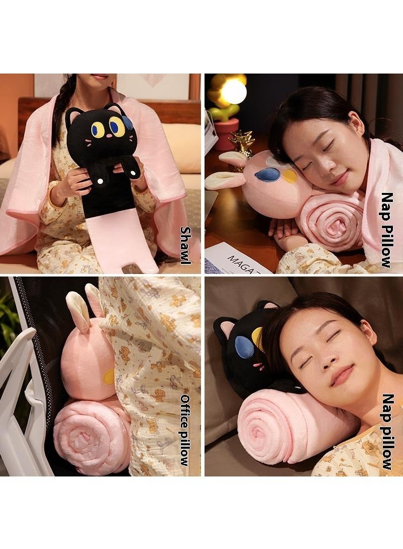 Bluejw Cartoon Polyester Blanket With Big Eyed Cat Doll Air Conditioning Blanket Office Nap Blanket 80x100cm - Image 5