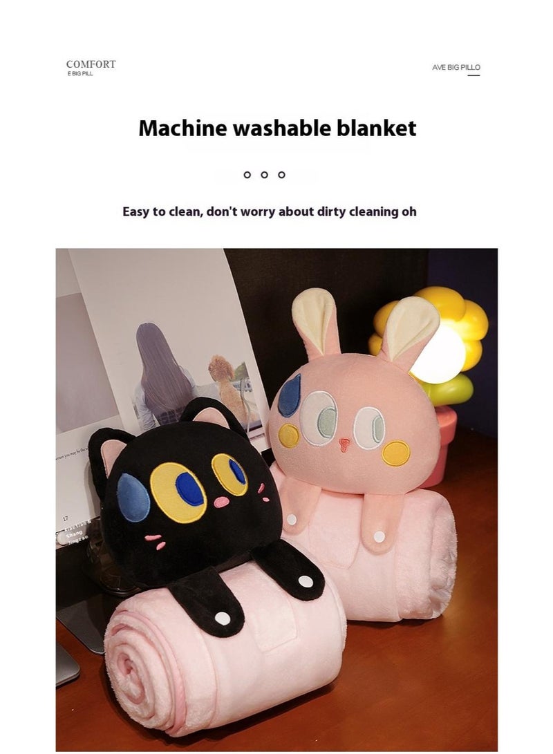 Bluejw Cartoon Polyester Blanket With Big Eyed Cat Doll Air Conditioning Blanket Office Nap Blanket 80x100cm - Image 3