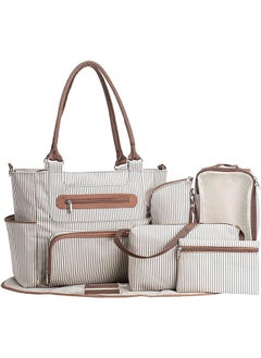 Garlo Diaper Bag Tote 7 Piece Set with Sun, Moon, and Stars, Wipes Pocket, Dirty Diaper Pouch, Changing Pad.  - Image 1