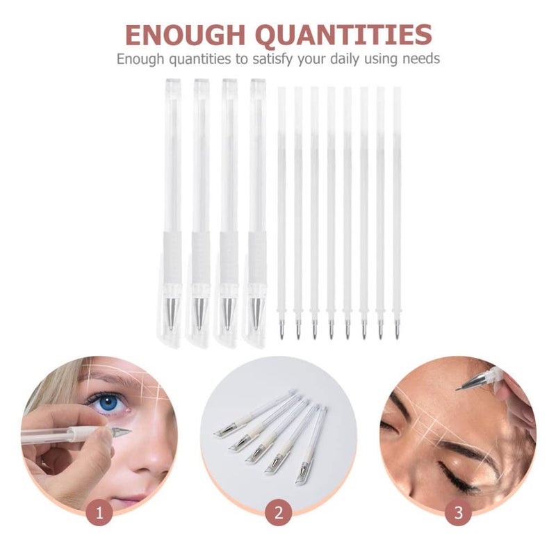 minkissy Eyebrow Mapping Pen Microblading Eyebrow Pen Microblading Pen Skin Marker Pen Eyebrow Makeup Position Mapping Mark Tools for Eyebrow Lip Skin Artists Marking Pen (4 pens + 8 replacement refills) - Image 3