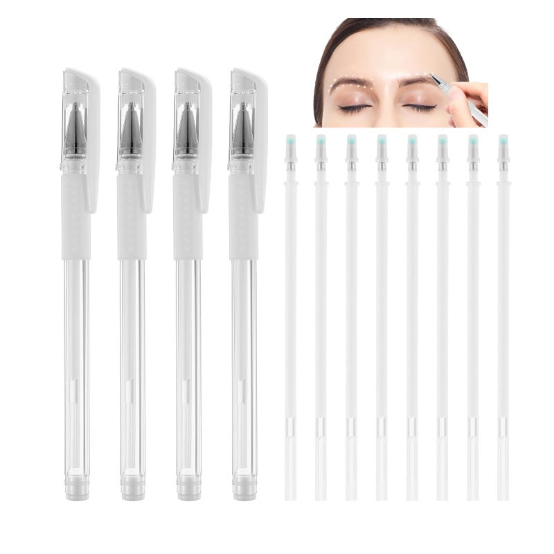 minkissy Eyebrow Mapping Pen Microblading Eyebrow Pen Microblading Pen Skin Marker Pen Eyebrow Makeup Position Mapping Mark Tools for Eyebrow Lip Skin Artists Marking Pen (4 pens + 8 replacement refills) - Image 1