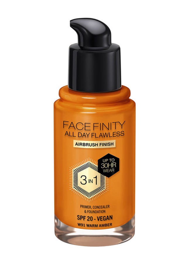Max Factor - Facefinity All Day Flawless Foundation - W91 Warm Amber - Image 1