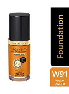 Max Factor Facefinity All Day Flawless Foundation - W91 Warm Amber  - Image 2