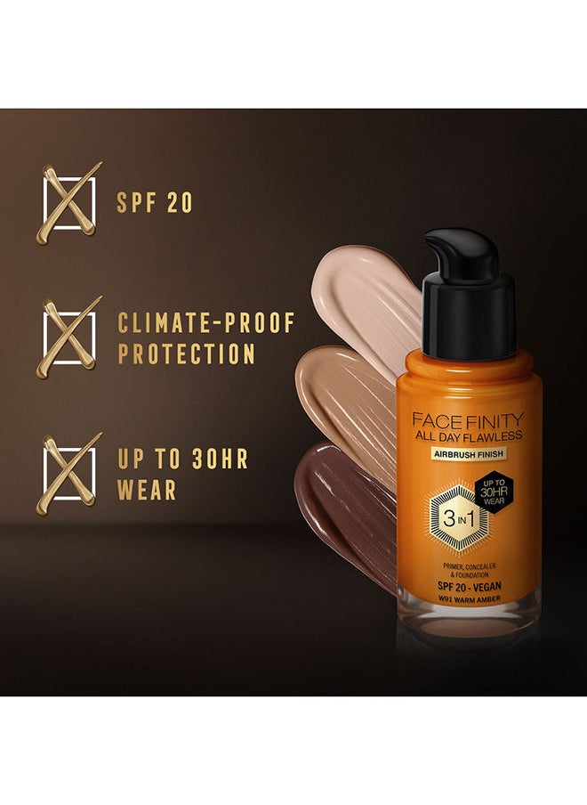 Max Factor - Facefinity All Day Flawless Foundation - W91 Warm Amber - Image 1