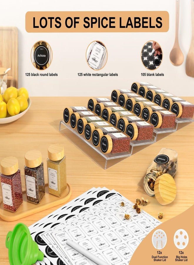 Agotglmi Spice Drawer Organizer with 24 Spice Jars, 355 Spice Labels, 4 Pack Expandable From 11'' to 21'' Acrylic Spice Rack for Drawer, Seasoning Containers Storage Organization for Kitchen Cabinet Countertop - Image 4