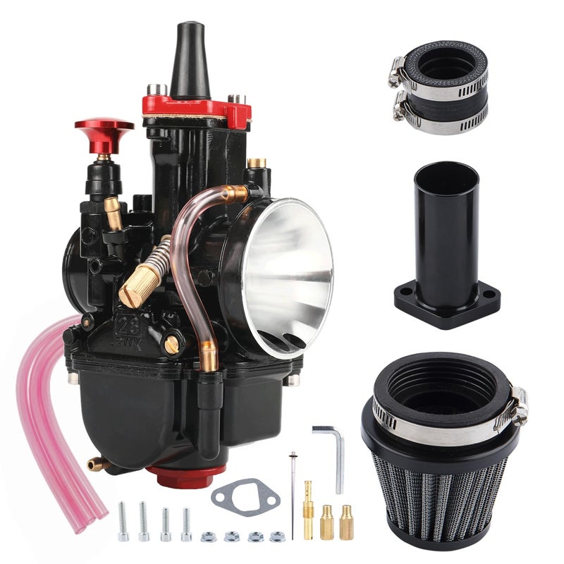 QXBER PWK28mm Carburetor Kit for Predator 212, Upgrade for Coleman Predator 196cc 212cc 224cc Engine, Baja Warrior MB200 KT196 GX160 6.5hp Engine with Intake Manifold 48mm Air Filter - Image 1