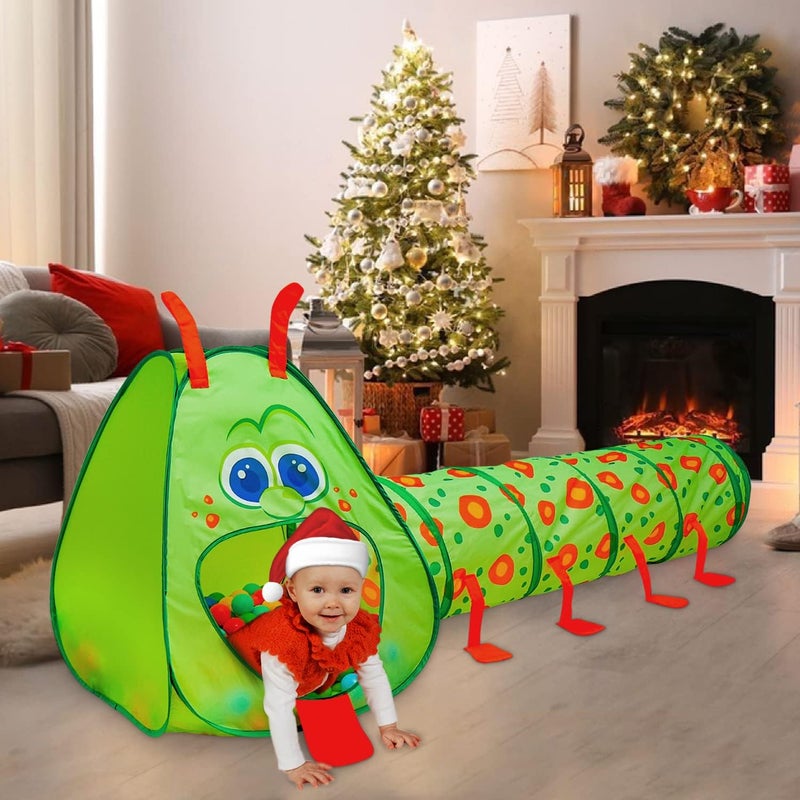 Kiddey Store Kiddey Caterpillar Kids Play Tunnel  Tent  Toddler Crawl Tunnel  Play Tent PopUp IndoorOutdoor Ball Pit Playset Balls Not Included Folds Flat for Storage - Image 3