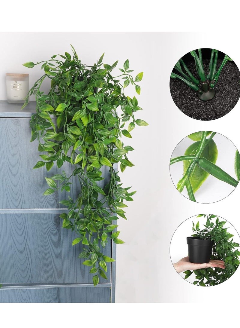 بابونا نبات كرمة ماندالا معلق اصطناعي بوعاء ، نبات معلق مزيف بأوراق واقعية ، لجماليات داخلية في الهواء الطلقزخرفة رف غرفة المعيشة المكتبية (1 عبوة) - Image 1