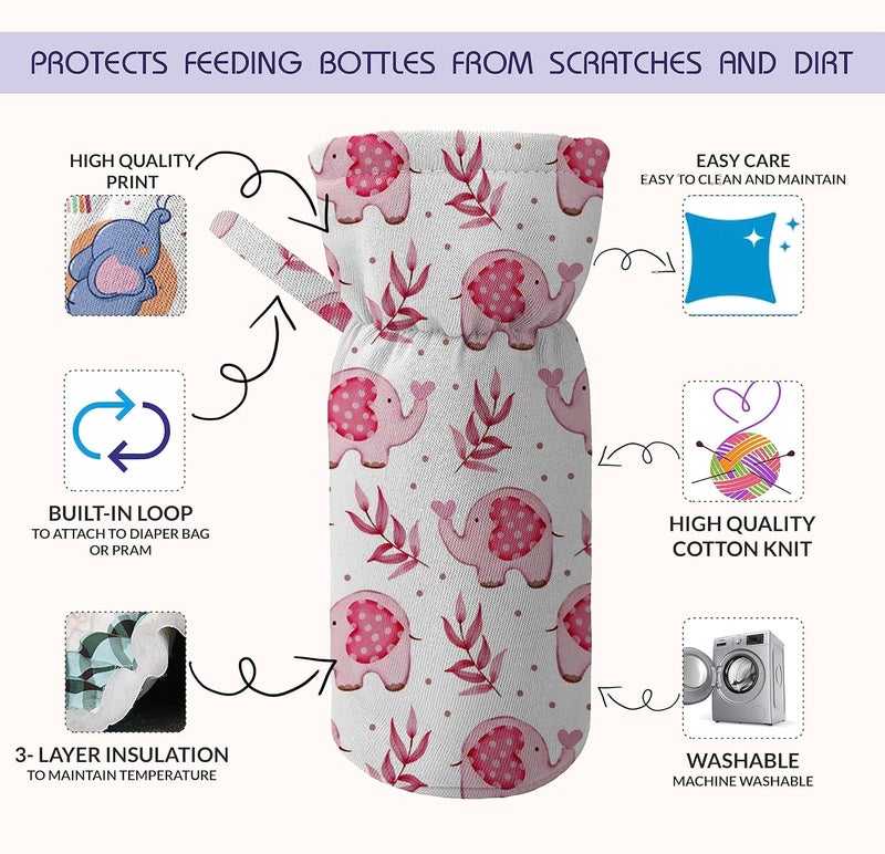 Custom Catch غطاء زجاجة رضاعة أطفال ناعم من قماش محشو مع حقيبة حمل مع حزام - عبوة من 2 (ديزي) - Image 3
