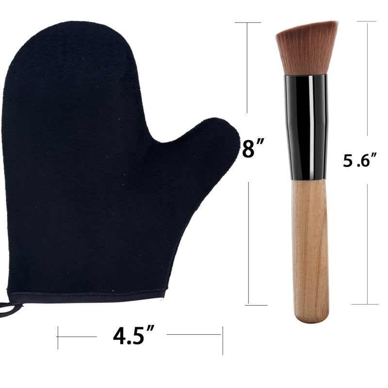 TSAIYI 2 Piece Self Tanning Mitt Applicator Set, 1 Self Tanning Glove and 1 Self Tanner Brush, Tan Mitt for Self Tan Sunless Tan (Black) - Image 4