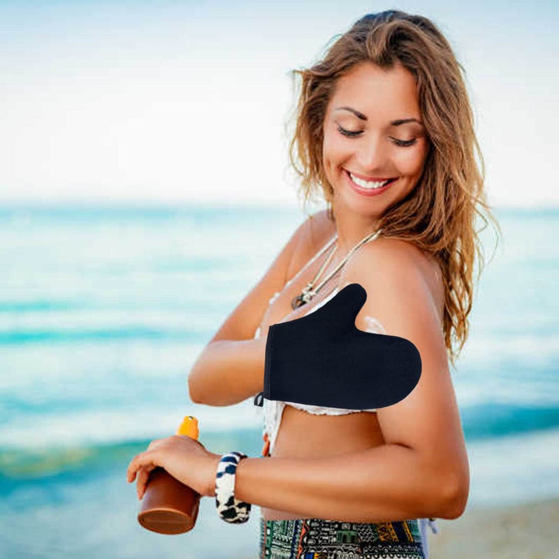 TSAIYI 2 Piece Self Tanning Mitt Applicator Set, 1 Self Tanning Glove and 1 Self Tanner Brush, Tan Mitt for Self Tan Sunless Tan (Black) - Image 5
