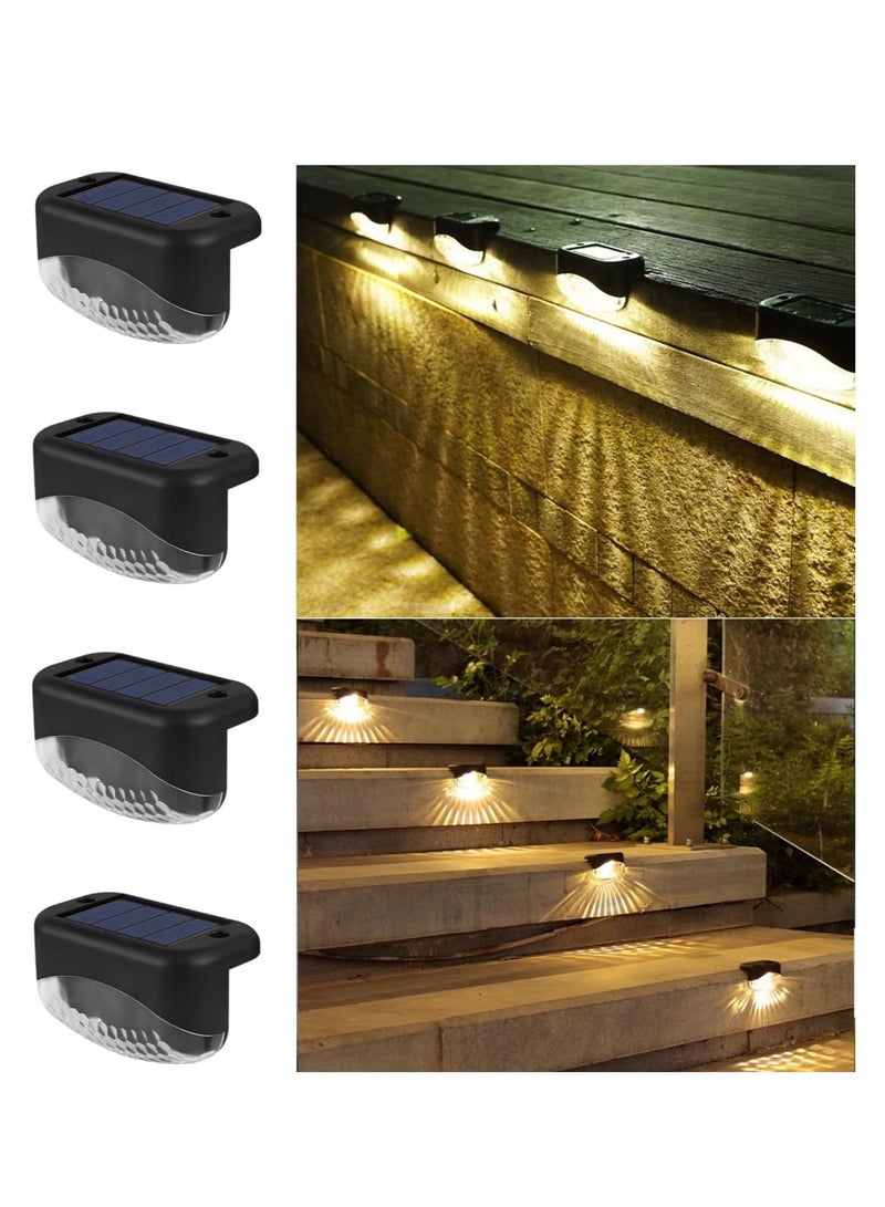 SOLARAE Solar Step Lights, 4 Pack Solar Fence Lights Waterproof, LED Deck Lighting for Garden, Outdoor Stair Lights for Fence, Backyard, Front Porch Step, Balcony, Wall, Patio, for Outdoor Decor (Warm White) - Image 1
