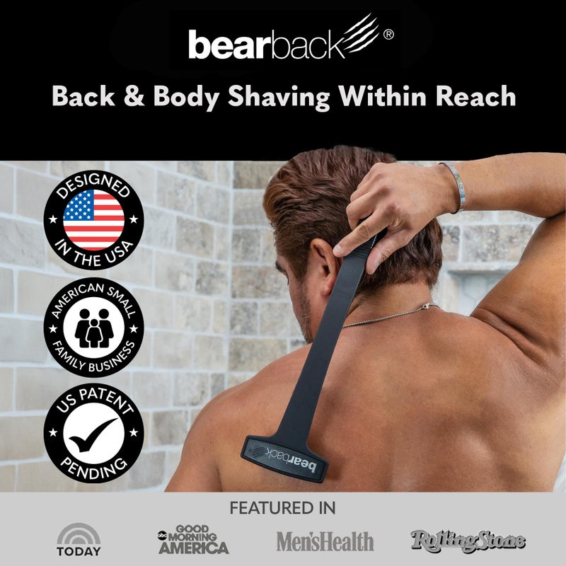 Bearback Back Shaver for Men â€“ DIY Razor with Pivoting Triple Blades & Folding Handle â€“ Wet or Dry Back & Body Hair Removal - Image 3