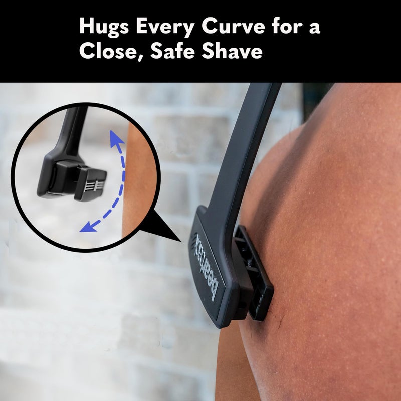 Bearback Back Shaver for Men â€“ DIY Razor with Pivoting Triple Blades & Folding Handle â€“ Wet or Dry Back & Body Hair Removal - Image 4