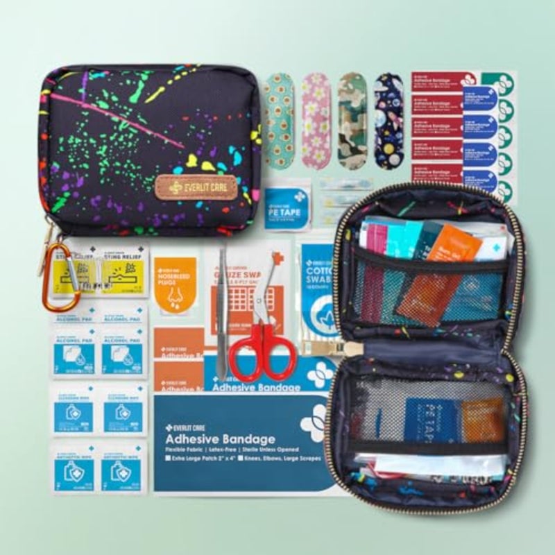 EVERLIT Mini Rescue Pack 105 Medical Essentials Organized in Portable Storage Bag Pocket Size First Aid Kit with D Ring Small Family-Friendly Travel Medical Kit - Image 2