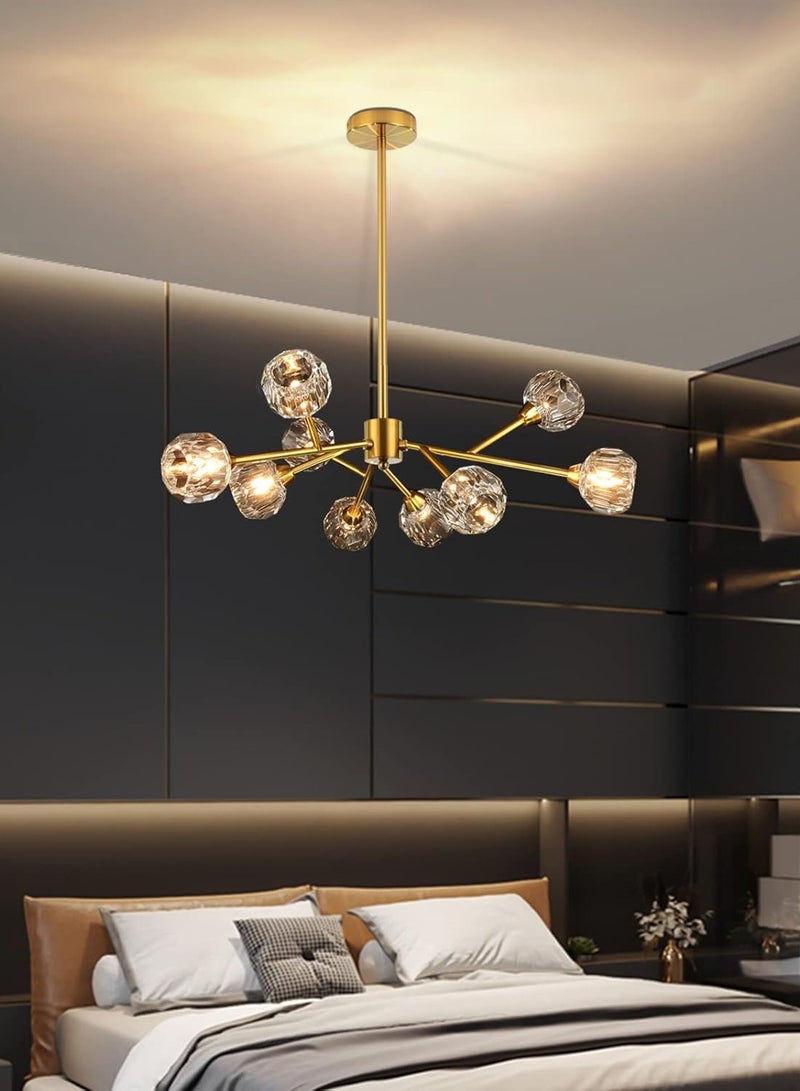 TAPIT Chandeliers for Dining Room Light Fixture Over Table Modern Crystal Chandeliers 9 Lights Gold Lighting Fixtures for Living Room Bedroom Kitchen Island (M51) - Image 1