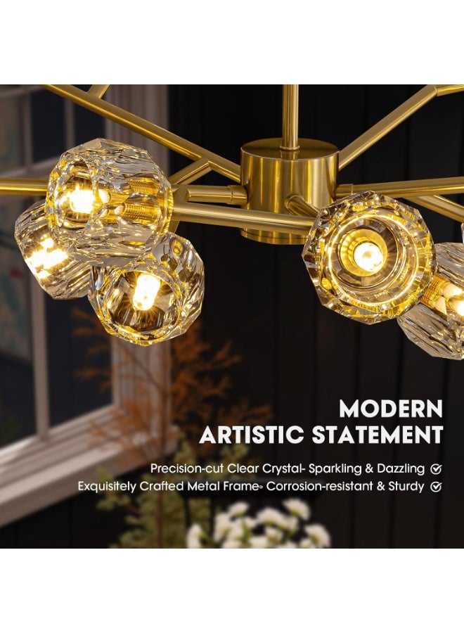 TAPIT Chandeliers for Dining Room Light Fixture Over Table Modern Crystal Chandeliers 9 Lights Gold Lighting Fixtures for Living Room Bedroom Kitchen Island (M51) - Image 5