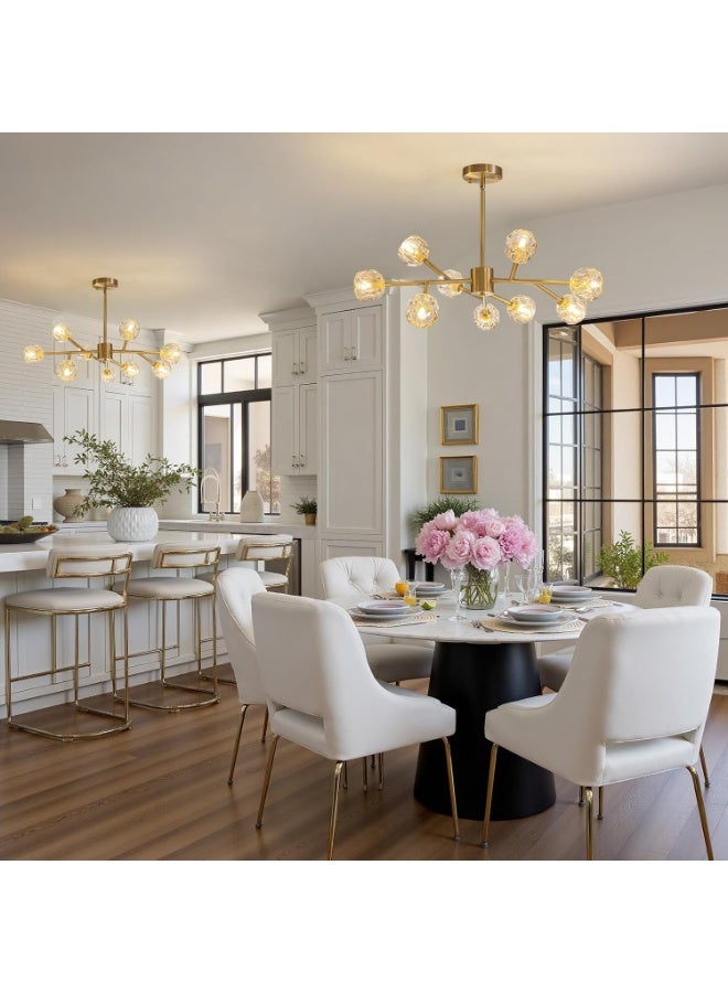 TAPIT Chandeliers for Dining Room Light Fixture Over Table Modern Crystal Chandeliers 9 Lights Gold Lighting Fixtures for Living Room Bedroom Kitchen Island (M51) - Image 4