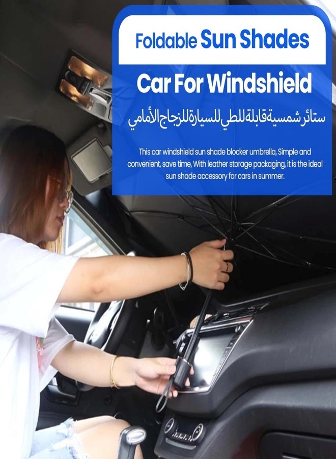 Car Umbrella Car Shade Sun Car Sunshade Foldable, Car Front Windshield Umbrella, Foldable Automotive Windshield Shade for Car Front Window Blocks UV Rays Heat Keep Cool - Image 4